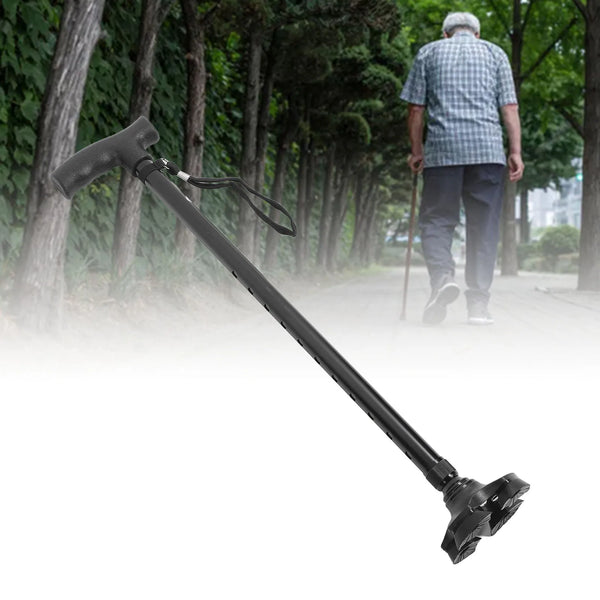 provides four points of contact with the ground, ensuring stability and support while walking.